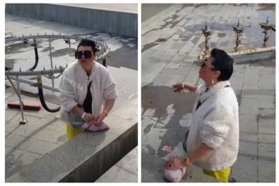 "Это деньги для меня": одесситка залезла в фонтан и принялась сгребать монеты, видео - politeka.net - Украина - Одесса
