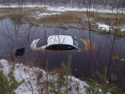 Житель Ноябрьска чудом выжил, утопив машину в кювете по пути на работу - znak.com - Ноябрьск