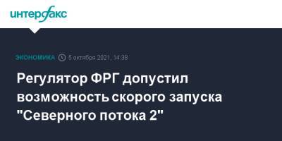 Регулятор ФРГ допустил возможность скорого запуска "Северного потока 2" - interfax.ru - Москва - Германия