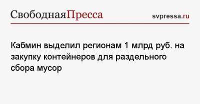 Михаил Мишустин - Виктория Абрамченко - Кабмин выделил регионам 1 млрд руб. на закупку контейнеров для раздельного сбора мусор - svpressa.ru - Россия