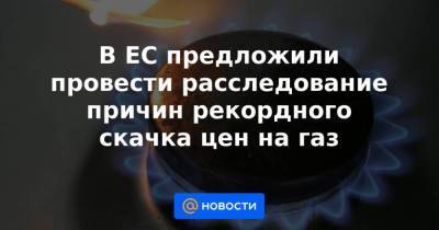 В ЕС предложили провести расследование причин рекордного скачка цен на газ - smartmoney.one