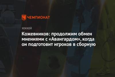 Александр Кожевников - Кожевников: продолжим обмен мнениями с «Авангардом», когда он подготовит игроков в сборную - championat.com