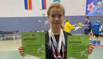 Милана Фролова из Раменского округа завоевала две медали на Всероссийском турнире по настольному теннису - runews24.ru - Калининград - Ильинский