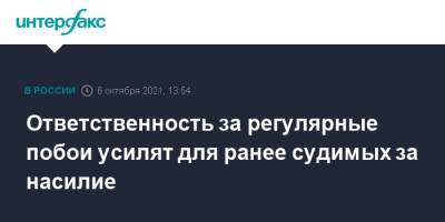 Владимир Груздев - Ответственность за регулярные побои усилят для ранее судимых за насилие - interfax.ru - Москва - Россия