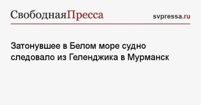 Затонувшее в Белом море судно следовало из Геленджика в Мурманск - svpressa.ru - Мурманск - Геленджик