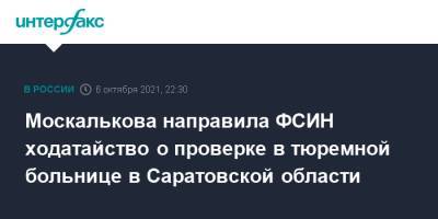 Владимир Осечкин - Татьяна Москалькова - Москалькова направила ФСИН ходатайство о проверке в тюремной больнице в Саратовской области - interfax.ru - Москва - Россия - Саратовская обл.