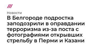 Михаил Фишман - В Белгороде подростка заподозрили в оправдании терроризма из-за поста с фотографиями открывших стрельбу в Перми и Казани - tvrain.ru - Россия - Пермь - Казань - Белгород