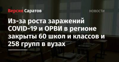 Из-за роста заражений COVID-19 и ОРВИ в регионе закрыты 60 школ и классов и 258 групп в вузах - nversia.ru - Саратовская обл.