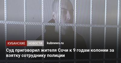 Суд приговорил жителя Сочи к 9 годам колонии за взятку сотруднику полиции - kubnews.ru - Сочи - Краснодарский край