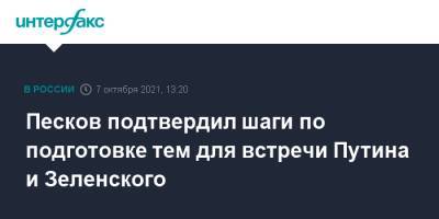 Владимир Зеленский - Владимир Путин - Дмитрий Песков - Дмитрий Козак - Песков подтвердил шаги по подготовке тем для встречи Путина и Зеленского - interfax.ru - Москва - Россия - Украина - Киев - с. Путин