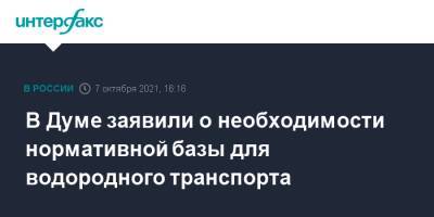 Павел Завальный - В Думе заявили о необходимости нормативной базы для водородного транспорта - interfax.ru - Москва - Россия - Санкт-Петербург