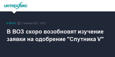 В ВОЗ скоро возобновят изучение заявки на одобрение "Спутника V" - interfax.ru - Москва - Россия