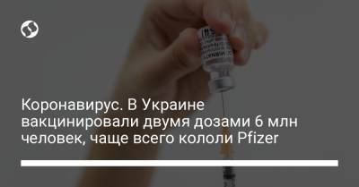 Коронавирус. В Украине вакцинировали двумя дозами 6 млн человек, чаще всего кололи Pfizer - liga.net - Украина - Индия