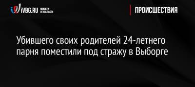 Убившего своих родителей 24-летнего парня поместили под стражу в Выборге - ivbg.ru - Украина - Выборг - Ленобласть