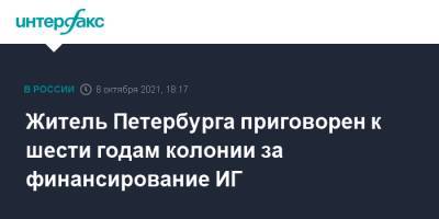 Житель Петербурга приговорен к шести годам колонии за финансирование ИГ - interfax.ru - Москва - Россия - Сирия - Египет - Петербурга - Петербург