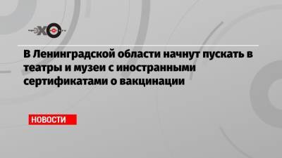 Александр Дрозденко - Михаил Швыдкой - В Ленинградской области начнут пускать в театры и музеи с иностранными сертификатами о вакцинации - echo.msk.ru - Россия - Ленинградская обл. - Югра