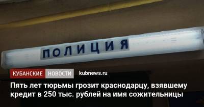 Пять лет тюрьмы грозит краснодарцу, взявшему кредит в 250 тыс. рублей на имя сожительницы - kubnews.ru - Краснодарский край - Краснодар