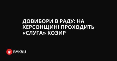 Довибори в Раду: на Херсонщині проходить «слуга» Козир - bykvu.com - Украина