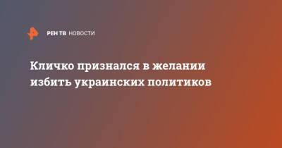 Виталий Кличко - Кличко признался в желании избить украинских политиков - ren.tv - Киев