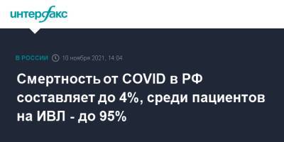 Сергей Авдеев - Смертность от COVID в РФ составляет до 4%, среди пациентов на ИВЛ - до 95% - interfax.ru - Москва - Россия