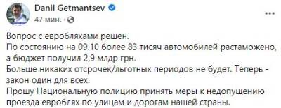 Даниил Гетманцев - В Украине завершается льготная растаможка «евроблях» - narodna-pravda.ua - Украина - Белоруссия