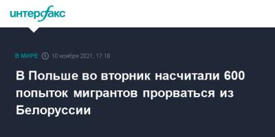 Польша во вторник насчитали 600 попыток мигрантов прорваться из Белоруссии - interfax.ru - Москва - Россия - Белоруссия - Польша - Швеция - Литва