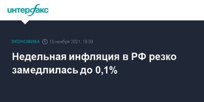 Недельная инфляция в РФ резко замедлилась до 0,1% - interfax.ru - Москва - Россия