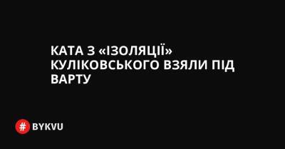 Ката з «Ізоляції» Куліковського взяли під варту - bykvu.com - Украина