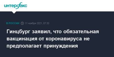 Александр Гинцбург - Гинцбург заявил, что обязательная вакцинация от коронавируса не предполагает принуждения - interfax.ru - Москва - Россия