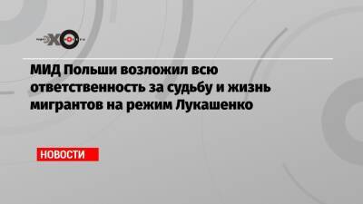 Александр Лукашенко - Лукаш Ясин - МИД Польши возложил всю ответственность за судьбу и жизнь мигрантов на режим Лукашенко - echo.msk.ru - Москва - Белоруссия - Польша
