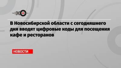 Андрей Травников - В Новосибирской области с сегодняшнего дня вводят цифровые коды для посещения кафе и ресторанов - echo.msk.ru - Санкт-Петербург - Новосибирская обл.