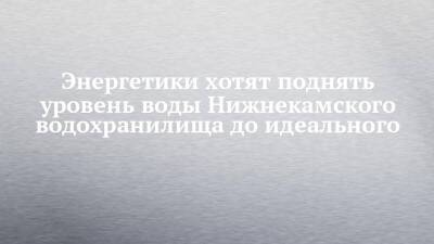 Энергетики хотят поднять уровень воды Нижнекамского водохранилища до идеального - chelny-izvest.ru - Россия - респ. Татарстан - Казань - Нижнекамск