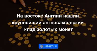 На востоке Англии нашли крупнейший англосаксонский клад золотых монет - news.mail.ru - Англия