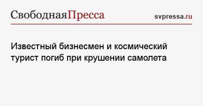 Известный бизнесмен и космический турист погиб при крушении самолета - svpressa.ru - Нью-Йорк