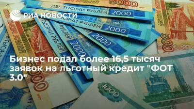 Андрей Белоусов - Бизнес подал более 16,5 тысяч заявок на льготный кредит "ФОТ 3.0" - ria.ru - Москва - Россия