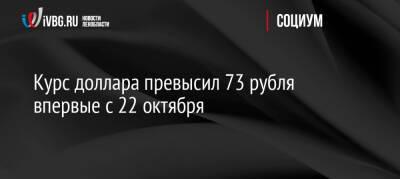 Курс доллара превысил 73 рубля впервые с 22 октября - ivbg.ru - Россия - Украина
