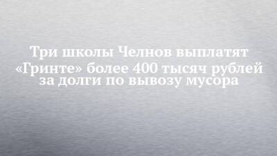 Три школы Челнов выплатят «Гринте» более 400 тысяч рублей за долги по вывозу мусора - chelny-izvest.ru - респ. Татарстан - Набережные Челны