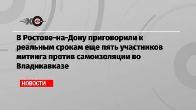 В Ростове-на-Дону приговорили к реальным срокам еще пять участников митинга против самоизоляции во Владикавказе - echo.msk.ru - Ростов-На-Дону - Владикавказ