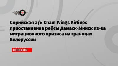 Александр Лукашенко - Сирийская а/к Cham Wings Airlines приостановила рейсы Дамаск-Минск из-за миграционного кризиса на границах Белоруссии - echo.msk.ru - Сирия - Дамаск - Белоруссия - Польша - Литва - Минск