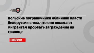 Владимир Путин - Александр Лукашенко - Польские пограничники обвинили власти Белоруссии в том, что они помогают мигрантам прорвать заграждения на границе - echo.msk.ru - Москва - Россия - Белоруссия - Минск