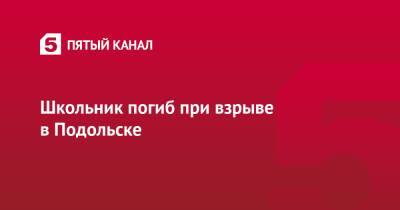 Школьник погиб при взрыве в Подольске - 5-tv.ru - Московская обл. - Подольск