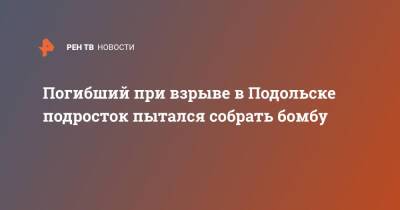 Погибший при взрыве в Подольске подросток пытался собрать бомбу - ren.tv - Московская обл. - Подольск - Московская область