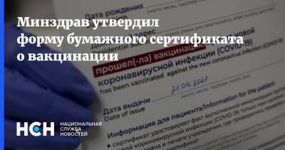 Алексей Кортнев - Минздрав утвердил форму бумажного сертификата о вакцинации - nsn.fm - Россия