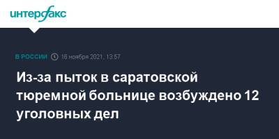 Игорь Краснов - Из-за пыток в саратовской тюремной больнице возбуждено 12 уголовных дел - interfax.ru - Москва - Россия - Саратовская обл.