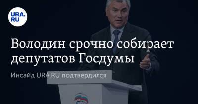 Вячеслав Володин - Володин срочно собирает депутатов Госдумы. Инсайд URA.RU подтвердился - ura.news