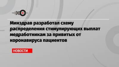 Минздрав разработал схему распределения стимулирующих выплат медработникам за привитых от коронавируса пациентов - echo.msk.ru