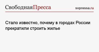 Стало известно, почему в городах России прекратили строить жилье - svpressa.ru - Россия - Геленджик - Георгиевск