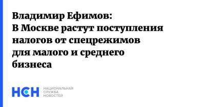 Владимир Ефимов - Владимир Ефимов: В Москве растут поступления налогов от спецрежимов для малого и среднего бизнеса - nsn.fm - Москва