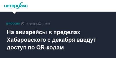 На авиарейсы в пределах Хабаровского с декабря введут доступ по QR-кодам - interfax.ru - Москва - Хабаровский край - Хабаровск