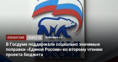 В Госдуме поддержали социально значимые поправки «Единой России» ко второму чтению проекта бюджета - kubnews.ru - Россия